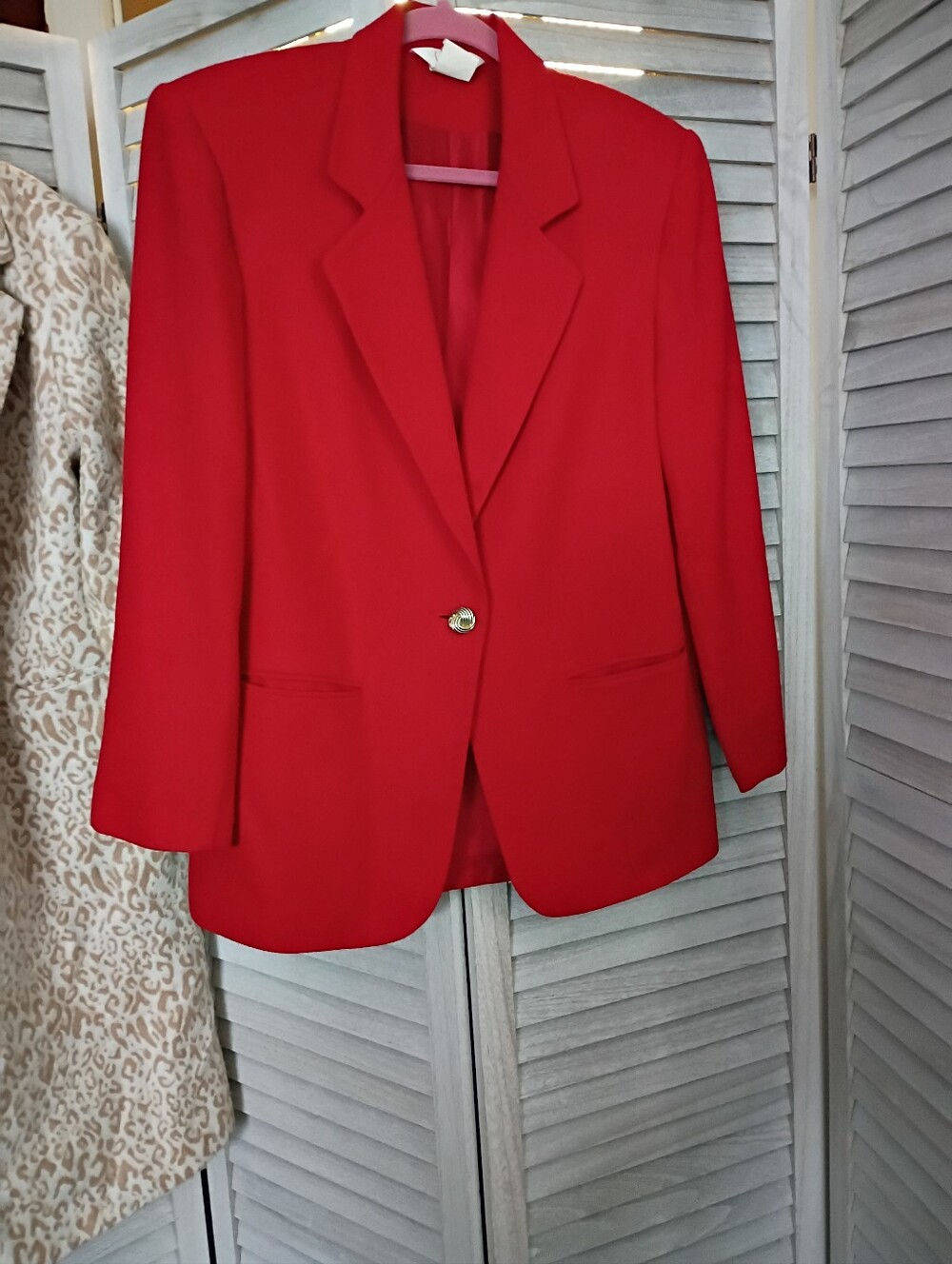 Sellecca 80's Wool Red High Shoulder Blazer Faded Size Tag